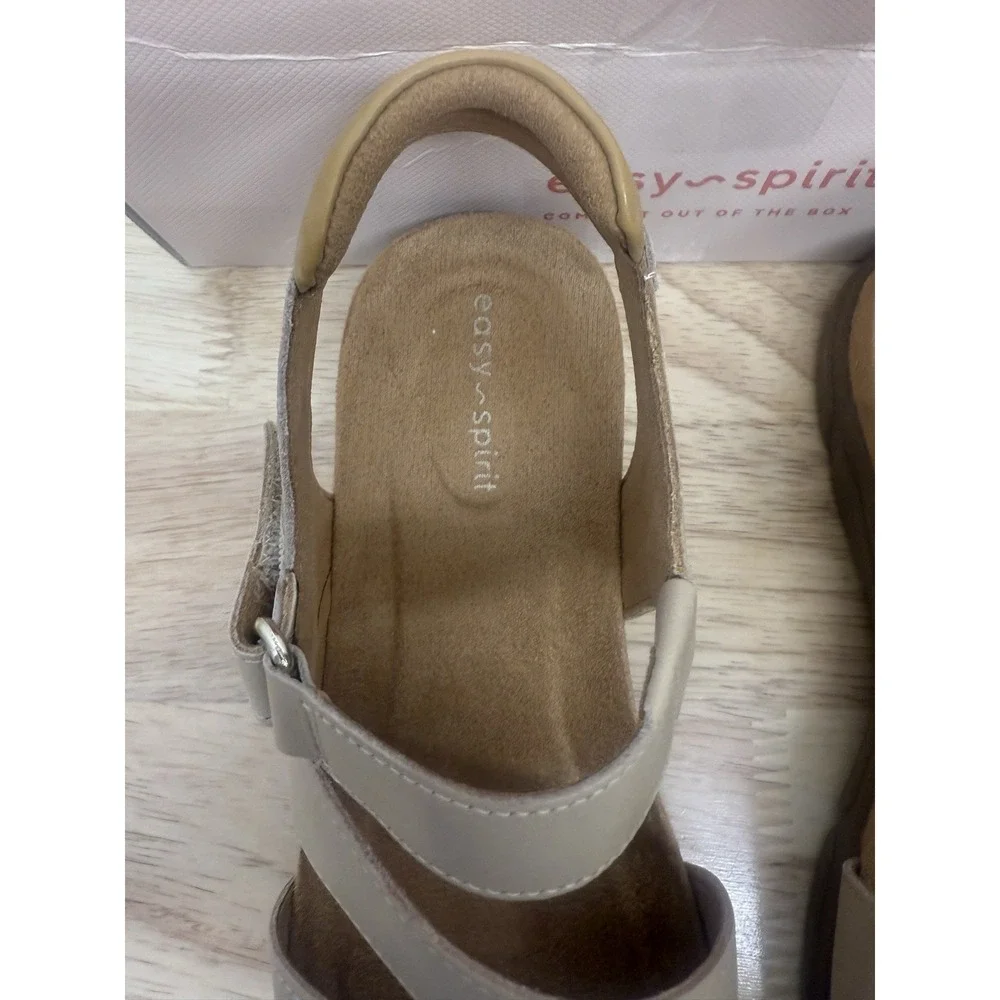 Easy Spirit Mavey Women's Sandal Light Natural Leather Size 6.5 New In‎ Box #29